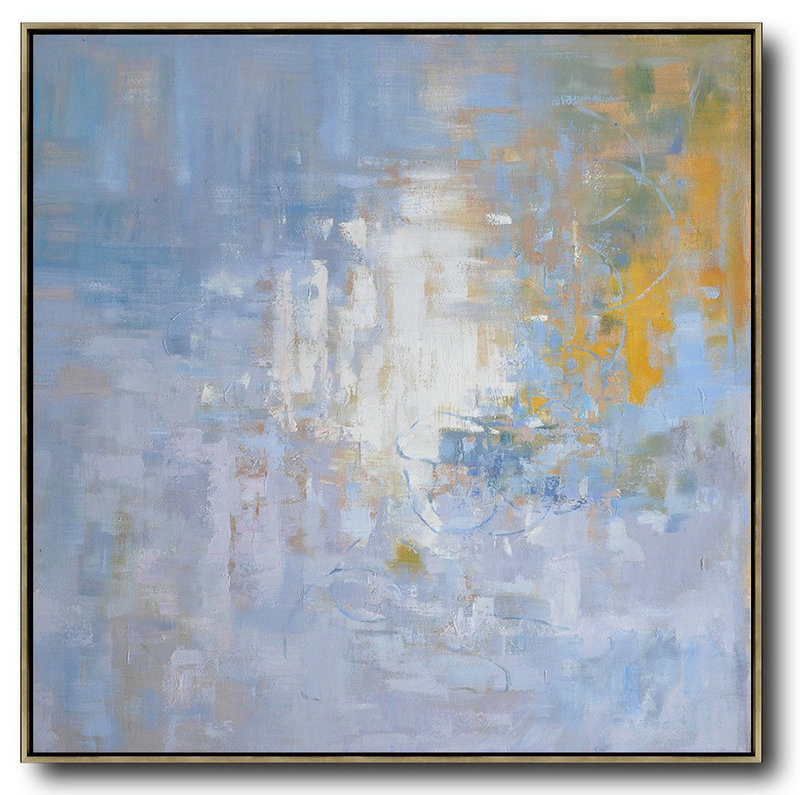Extra Large Textured Painting On Canvas,Oversized Abstract Landscape Oil Painting,Original Abstract Painting Canvas Art,Blue,Yellow,White.etc